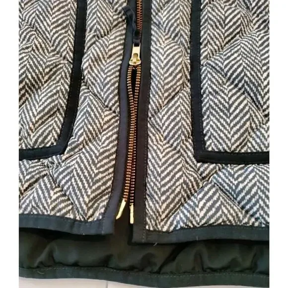 J Crew Women's Small Black Herringbone Down Excursion Puffer Zip Vest - Picture 4 of 4